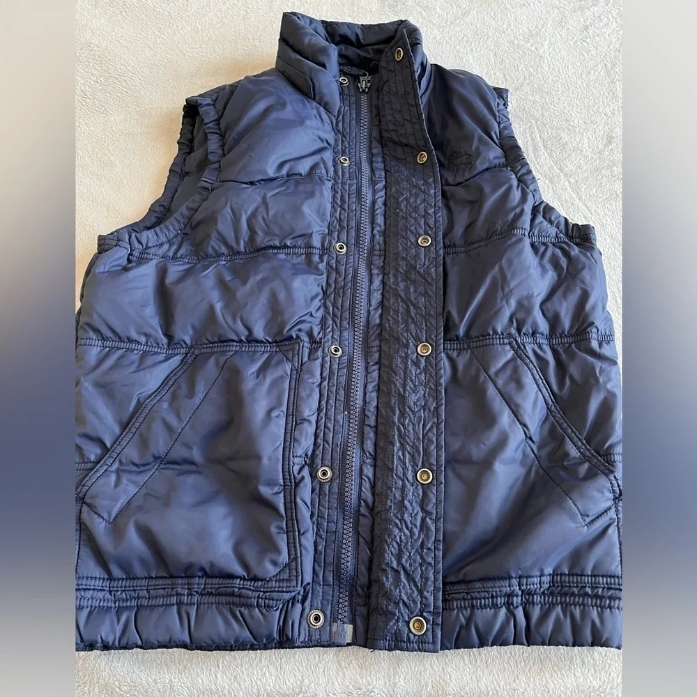 Defry01 Mens Puffer Vest Navy Full Zip Size Medium
